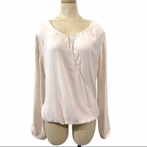 ASTR Silky Light Pink Wrap Style Women's Blouse, Women's Large